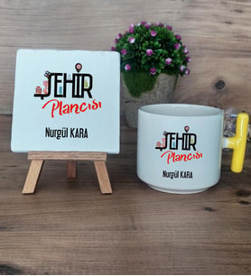 Şehir Plancısı Hediye Seti Kupa Bardak T Kulplu ve Dekoratif Taş Şehir Plancısına Hediye (Model 5)
