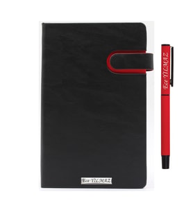 İsme Özel Renk Detaylı Defter ve Roller Kalem Seti - Renk Seçenekli (Kırmızı)
