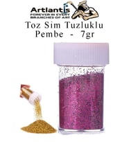 Renkli Toz Sim Tuzluklu 7 gr 1 Adet Renkli Toz Sim Epoksi Reçine Okul Etkinlik Dekarasyon Slime (Pembe)