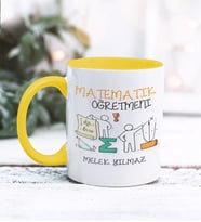 Matematik Öğretmeni Tasarımlı Kişiye Özel Kupa Bardak (Sarı)