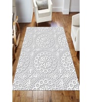 Dijital Kaymaz Taban Yıkanabilir Salon Halısı Mutfak Halısı Koridor Halısı Yolluk ND-HS-406 (Beyaz)