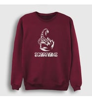 Presmono Unisex Beyaz Logo Scorpions Sweatshirt 109467tt (Bordo)