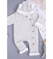 Babyhola Velsoft Astarlı Kışlık Bebek Çocuk Tulum 3200 (Gri)