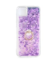 Huawei Y5P Kılıf Milce Simli Pullu Yüzüklü Kılıf (Mor)