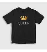 Presmono Unisex Çocuk Beyaz Queen Kraliçe T-Shirt 386110tt (Siyah)