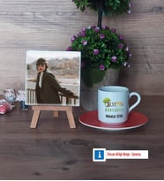 Orman Mühendisi Fotoğraflı Dekoratif Taş, Ahşap Altlıklı Türk Kahvesi Fincanı Hediye (Model 8)