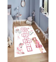 Dijital Baskılı Kaymaz Taban Yıkanabilir Kolay Temizlenir Modern Çocuk Odası Halısı NDÇ-SD-503 (Beyaz)
