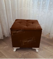 Lüks Sandıklı Tabure Puf 45 x 45 cm (Kahverengi)