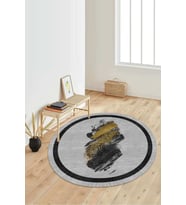 Dijital Baskılı Kaymaz Taban Yıkanabilir Yuvarlak Salon Halısı Koridor Halısı Paspas NDY-HS-217 (Gri)