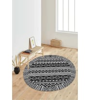 Dijital Baskılı Kaymaz Taban Yıkanabilir Yuvarlak Salon Halısı Koridor Halısı Paspas NDY-HY-1273 (Siyah)