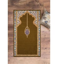 EVDEYA Dijital Baskılı Yıkanabilir Şık Motifli Namazlık Seccade 70x130 Cm 18 Gri (Kahverengi)