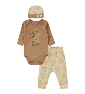 Civil Baby Kız Bebek 3'lü Takım 6-18 Ay Kahve (KAHVE)