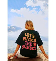 Unisex Lets Watch The Sunset Tasarım Tshirt (Siyah)