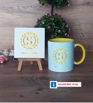 Gold Baş Harf Dekoratif Taş, Kupa Bardak Kırmızı Hediye (Model 6)