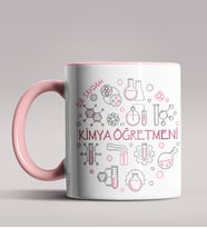 Kişiye Özel Kimya Öğretmeni Tasarımlı Siyah Renk Kupa Bardak 5 (Pembe)