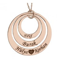 Kişiye Özel Halka İsimli Gümüş Kolye (Rose)