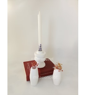 Dekoratif Beton Şamdan/mumluk Seti 3lü Set (Beyaz)