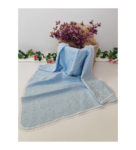 BEBEK BATTANİYESİ BEBEK ÖRTÜSÜ PUSET ÖRTÜSÜ ÇOK AMAÇLI BEBEK PİKESİ MEVSİMLİK HEDİYELİK 80x90 cm (Mavi)