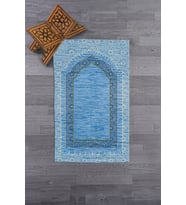 EVDEYA Dijital Baskılı Yıkanabilir Kaliteli Şık Namazlık Seccade 70x130 cm, SECCADE-9-GRİ, (Mavi)