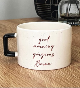 Kişiye Özel Good Morning Gorgeous Hediye Lüks Fincan Sevgiliye Hediye (Siyah)