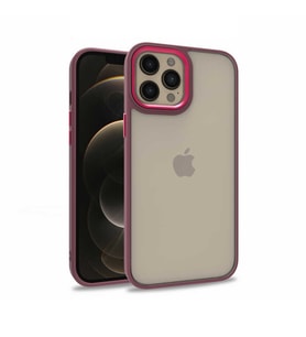 Apple iPhone 12 Pro Max Kılıf Zore Flora Buton, Kenar Çevresi Renkli Kılıf (Kırmızı)