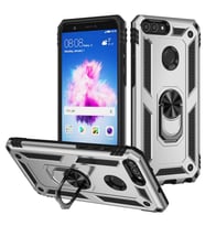 Huawei P Smart Kılıf Zore Vega Yüzüklü Standlı Zırh Kılıf (Gri)