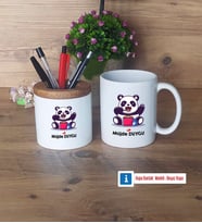 Sevimli Panda Kalemlik, Kupa Bardak T Kişiye Özel Hediye (Model 4)