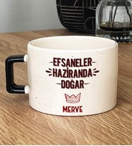 Kişiye Özel Efsaneler Haziranda Doğar Hediye Lüks Fincan Doğum Günü Hediyesi (Siyah)