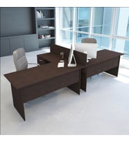 Vena Nil L Workstation İkili Çalışma Masa Tek Panel 318x147cm   Çalışma Grubu İstasyonu (Venge)