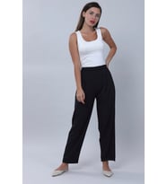 Kadın Beli Lastikli Pileli Pantolon 5272 (Siyah)