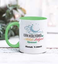 Din Kültürü Öğretmeni Tasarımlı Kişiye Özel Kupa Bardak (Yeşil)