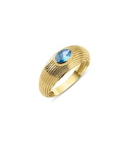 14 Ayar Altın Aquamarine Detaylı Yüzük (Rose)