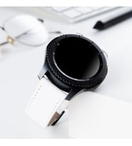 vagave Samsung Watch 4 Watch 5 Watch 5 Pro Active 2 Uyumlu Deri Kordon- 20mm (Beyaz)