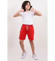 Toontoy Erkek Çocuk Arka Cep Detaylı Sport Like Tnty Nakışlı Şort (Kırmızı)