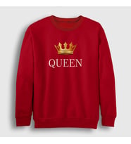 Presmono Unisex Beyaz Queen Kraliçe Sweatshirt 386181tt (Kırmızı)