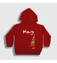 Presmono Unisex Çocuk Beyaz Merry Christmas Funny Yılbaşı Kapüşonlu Sweatshirt 364700tt (Kırmızı)