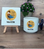 Kadın Öğretmene Hediye Hediye Seti Kupa Bardak T Kulplu ve Dekoratif Taş Öğretmenler Günü Hediyesi (Model 2)