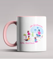 Kişiye Özel İlk Öğretmenim Tasarımlı Siyah Renk Kupa Bardak  (Pembe)
