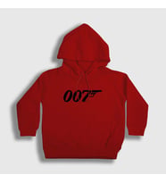Presmono Unisex Çocuk Beyaz Logo 007 Film James Bond Kapüşonlu Sweatshirt 257969tt (Kırmızı)