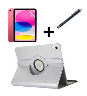 Apple iPad 2 iPad 3 iPad 4 Kılıf Dönen Tablet Kilifi Ekran Koruyucu+Kalem (Gri)