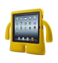 iPad 10.2 2021 (9.Nesil)  Figürlü Standlı Çocuk Tablet Silikon Kılıf (Sarı)