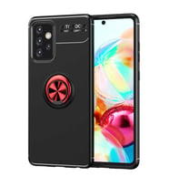 Galaxy A72 Kılıf Zore Ravel Yüzüklü Silikon Kılıf (Siyah-Kırmızı)