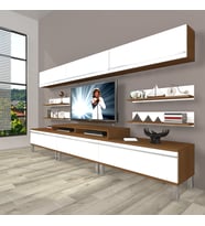 Decoraktiv Ekoflex 8y Mdf Krom Ayaklı Tv Ünitesi Tv Sehpası (Beyaz - Kahverengi)