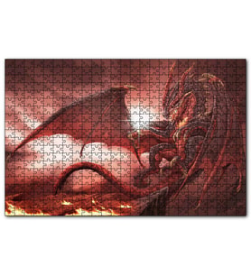 Cakapuzzle Alevler İçindeki Gemi ve Ejderha  Puzzle Yapboz MDF (Ahşap) (500 Parça)