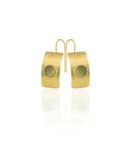 Kadir Jewellery 22 Ayar Altın Kaplama Kadın Minimal Küpe -El İşçiliği Ve Hipoalerjenik Küpe (Zeytin Yeşili)