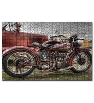 Cakapuzzle Antika Motosiklet Ve Araba Görseli  Puzzle Yapboz MDF (Ahşap) (500 Parça)