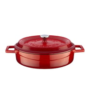 Lava Döküm Çok Amaçlı Yayvan Tencere. Trendy Serisi Çap(Ø)24cm. (Kırmızı)