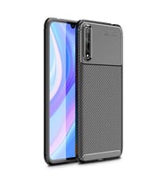 Huawei P Smart S (Y8P) Kılıf Karbon Silikon Case (Siyah)