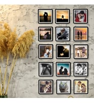 15'li  Yapıştırmalı Çerçeve Sök-tak Bant Kare Çerçeve ( fotoğraflı) (Beyaz-Siyah)