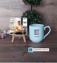 Amcaya Hediye Fotoğraflı Dekoratif Taş, Kupa Bardak Beyaz Hediye (Model 5)